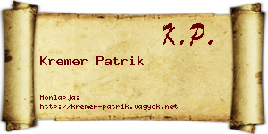 Kremer Patrik névjegykártya